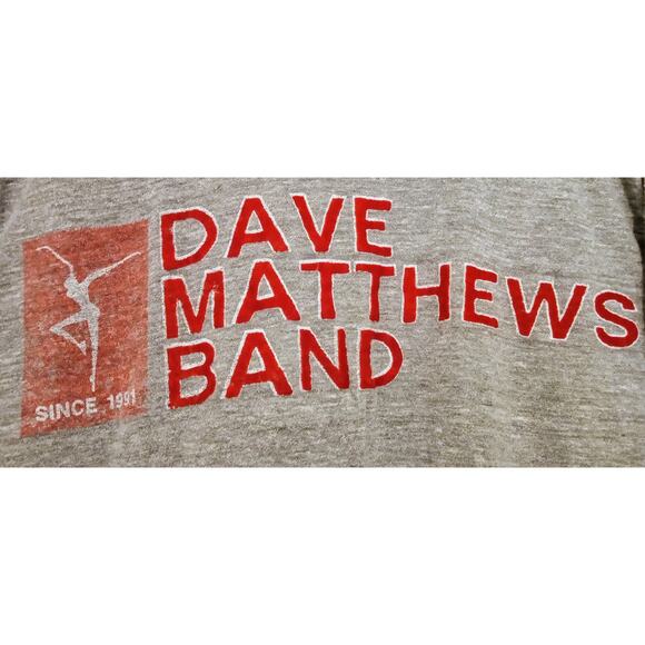 VTG Y2K Dave Matthews Band Raised Lettering Since 1991 Graphic T Shirt Grey SZ S - Picture 3 of 6